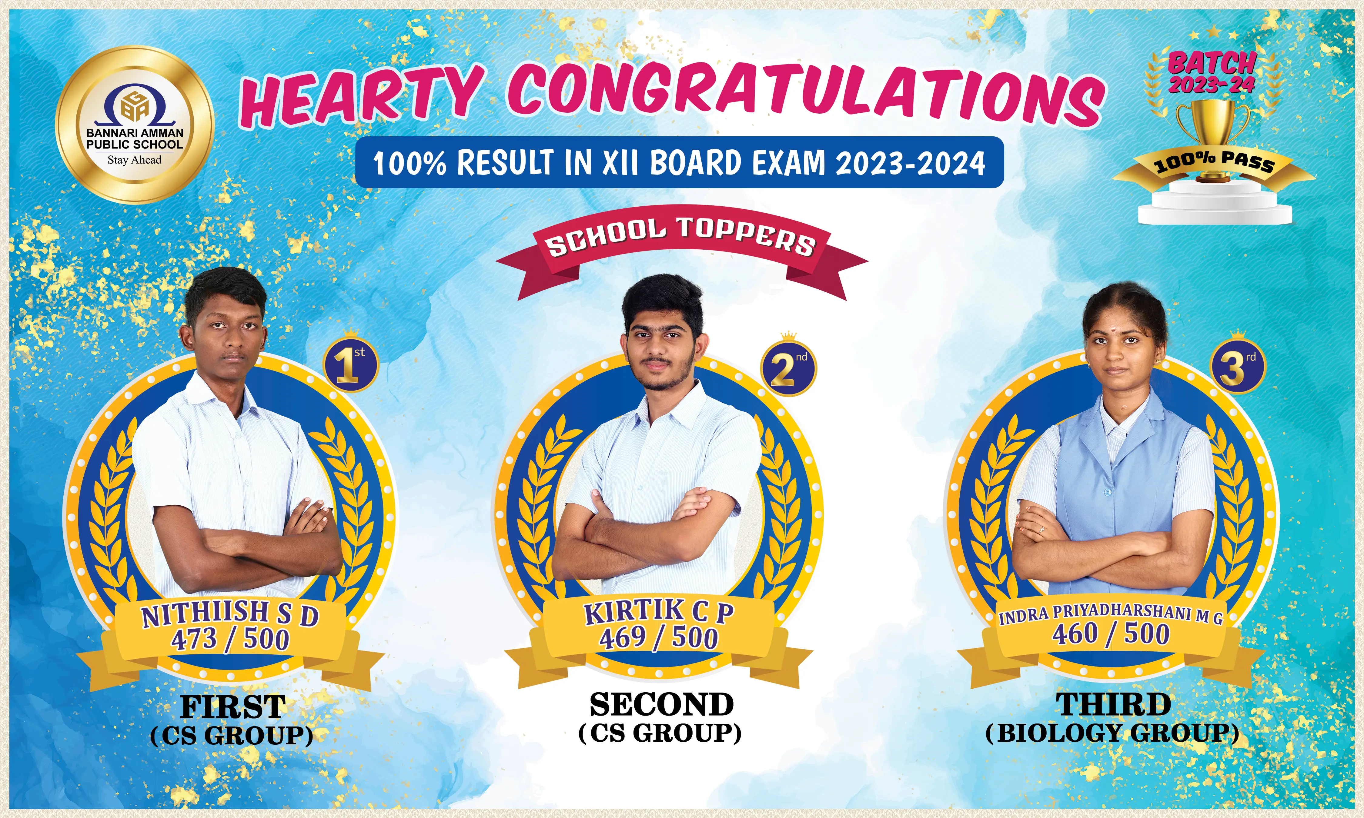 BAPS Celebrating Our School Toppers XII Board Examination 2023-2024